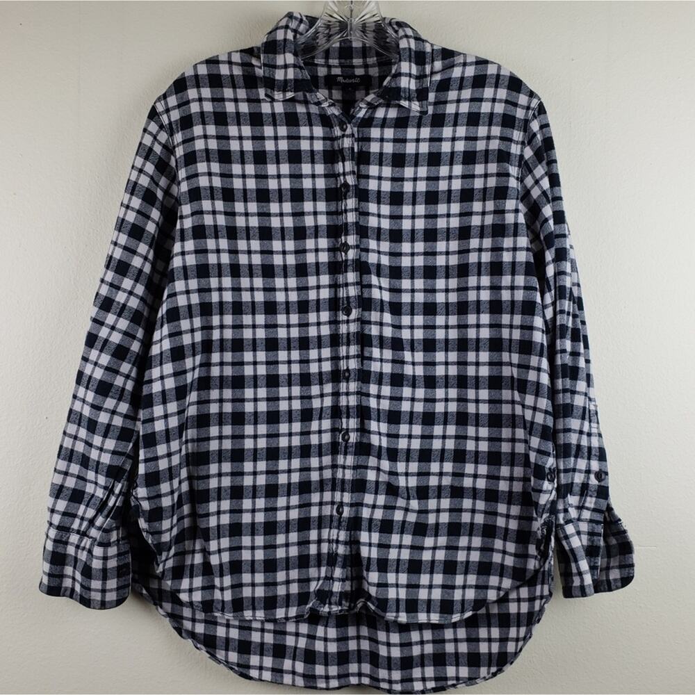 Madewell | Black and White button up Plaid top